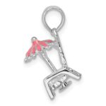 De-Ani Sterling Silver Rhodium-Plated 3D Enameled Beach Chair Pendant - Image 2