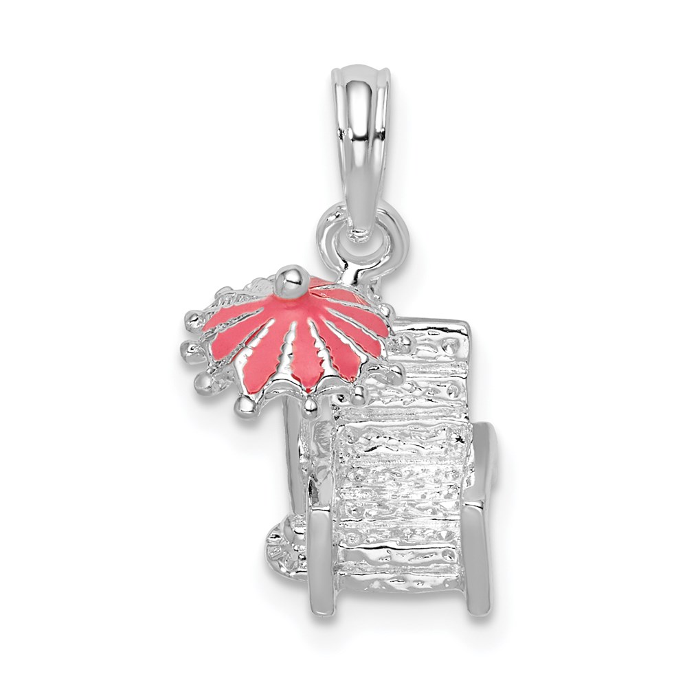 QC10646.jpg De-Ani Sterling Silver Rhodium-Plated 3D Enameled Beach Chair Pendant - Image 1