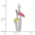 De-Ani Sterling Silver Rhodium-Plated 3D Enameled Cocktail Drink Pendant - Image 3