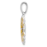 De-Ani Sterling Silver Rhodium-Plated Polished Enameled Sunflower Pendant - Image 2