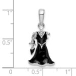 De-Ani Sterling Silver Rhodium-Plated 3D Enameled Black Dress and Shoe Pendant - Image 3