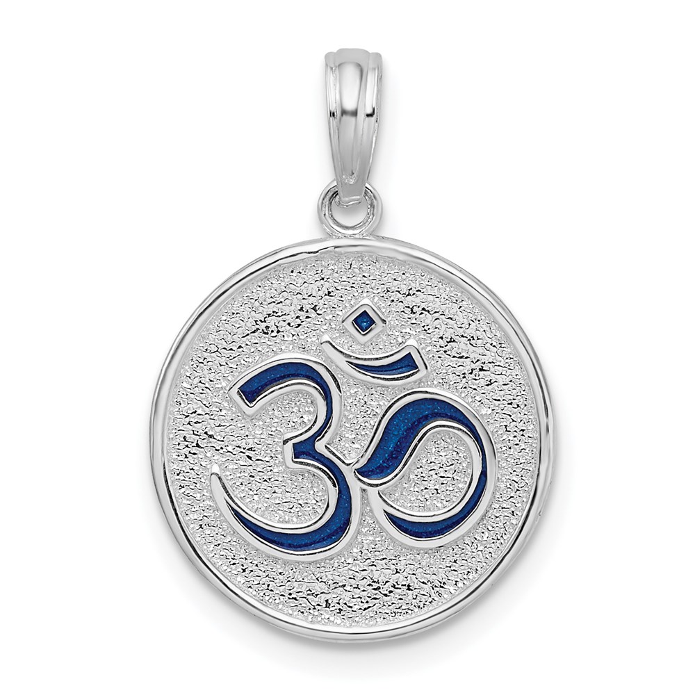 QC10695.jpg De-Ani Sterling Silver Rhodium-Plated Reversible Enameled Ohm Lotus Pendant - Image 1