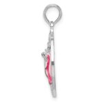 De-Ani Sterling Silver Rhodium-Plated Enameled Bahamas Circle with Shell Pendant - Image 2