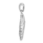 De-Ani Sterling Silver Rhodium-Plated Enameled Blue Shell with Seahorse Pendant - Image 2