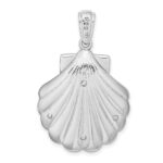 De-Ani Sterling Silver Rhodium-Plated Enameled Blue Shell with Starfish Pendant - Image 4