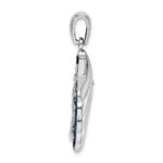 De-Ani Sterling Silver Rhodium-Plated Enameled Blue Shell with Palm Trees Pendant - Image 2