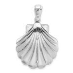 De-Ani Sterling Silver Rhodium-Plated Enameled Blue Shell with Palm Trees Pendant - Image 4