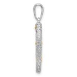 De-Ani Sterling Silver Rhodium-Plated 3D Seahorse with 14k Accent Pendant - Image 2
