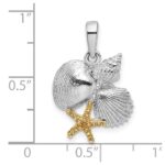 De-Ani Sterling Silver Rhodium-Plated Polished Shells with 14k Starfish Pendant - Image 3