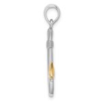 De-Ani Sterling Silver Rhodium-Plated 3D Fish Hook with 14k Accent Pendant - Image 2