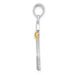 De-Ani Sterling Silver Rhodium-Plated Polished Tennis Racquet with 14k Ball Pendant - Image 2