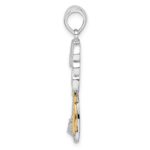 De-Ani Sterling Silver Rhodium-Plated Polished Palm Tree with 14k Sailboat Pendant - Image 2