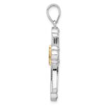 De-Ani Sterling Silver Rhodium-Plated Diamond-Cut Budded Cross with 14k Accent Pendant - Image 2