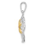 De-Ani Sterling Silver Rhodium-Plated Textured Sand Dollar with 14k Accent Pendant - Image 2