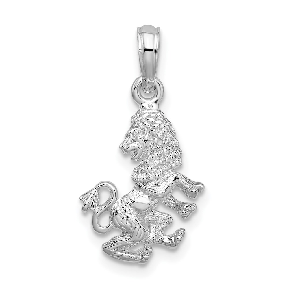 QC10991.jpg De-Ani Sterling Silver Rhodium-Plated Polished 3D Leo Zodiac Pendant - Image 1