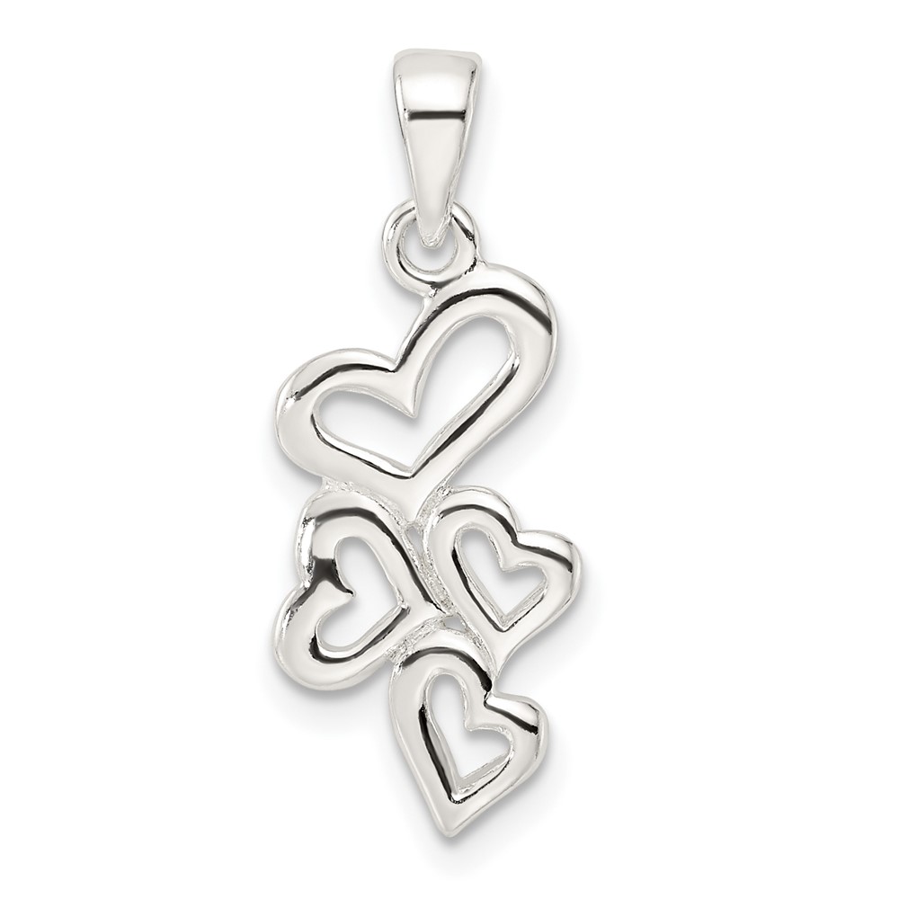 QC11009.jpg Sterling Silver Polished Multiple Heart Pendant - Image 1
