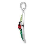 Sterling Silver Rhodium-plated Preciosa Crystal Leaf w/Ladybug Pendant - Image 2