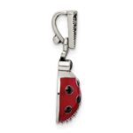 Sterling Silver Antiqued Marcasite Enameled Ladybug Pendant - Image 2