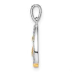 Sterling Silver RH-plated & Gold-plated CZ Heart w/Two Cats Pendant - Image 2