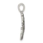 Sterling Silver Antiqued Polished Marcasite Cats Pendant - Image 2