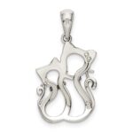 Sterling Silver Antiqued Polished Marcasite Cats Pendant - Image 4
