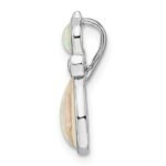 Sterling Silver Rhodium-plated White Created Opal Cat Chain Slide - Image 2