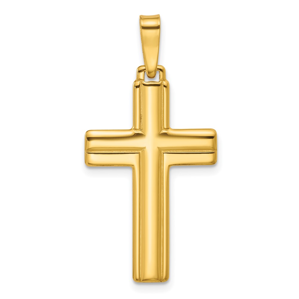 QC11113GP.jpg Sterling Silver Gold-tone Polished and Grooved Cross Pendant - Image 1