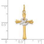 Sterling Silver Gold-plated Polished and Satin Cross and Dove Pendant - Image 3