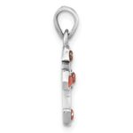 Sterling Silver Rhodium-plated Polished Open Cross Red Crystal Pendant - Image 2