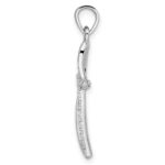 Sterling Silver Rhodium-plated Small CZ Wavy Cross Pendant - Image 2