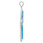 Sterling Silver RH-plated Blue Created Opal & CZ Border Cross Pendant - Image 2