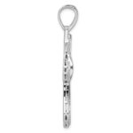 Sterling Silver Rhodium-plated Polished CZ Cross Pendant - Image 2