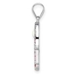 Sterling Silver Rhodium-plated Multicolor CZ & Synthetic Opal Hamsa Pendant - Image 2