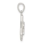 Sterling Silver Polished and D/C Star of David w/Chai Pendant - Image 2