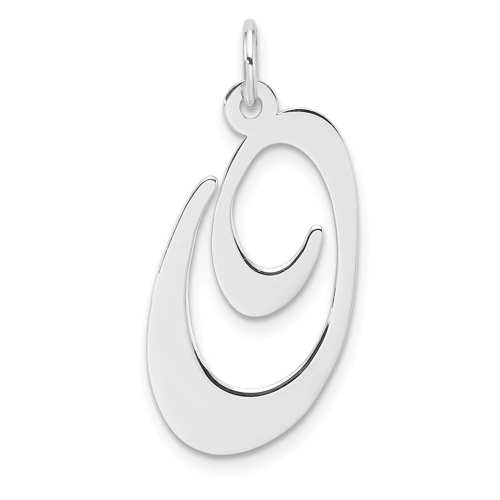 QC11254O.jpg Large Sterling Silver Rhodium-plated Fancy Script Letter O Initial Charm - Image 1