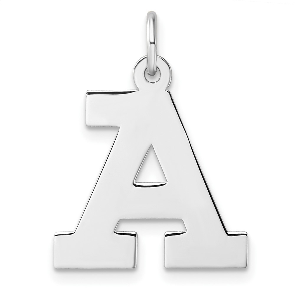 QC11255A.jpg Large Sterling Silver Rhodium-plated Block Letter A Initial Charm - Image 1