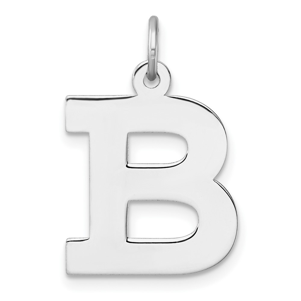 QC11255B.jpg Large Sterling Silver Rhodium-plated Block Letter B Initial Charm - Image 1