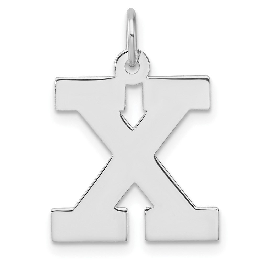 QC11255X.jpg Large Sterling Silver Rhodium-plated Block Letter X Initial Charm - Image 1