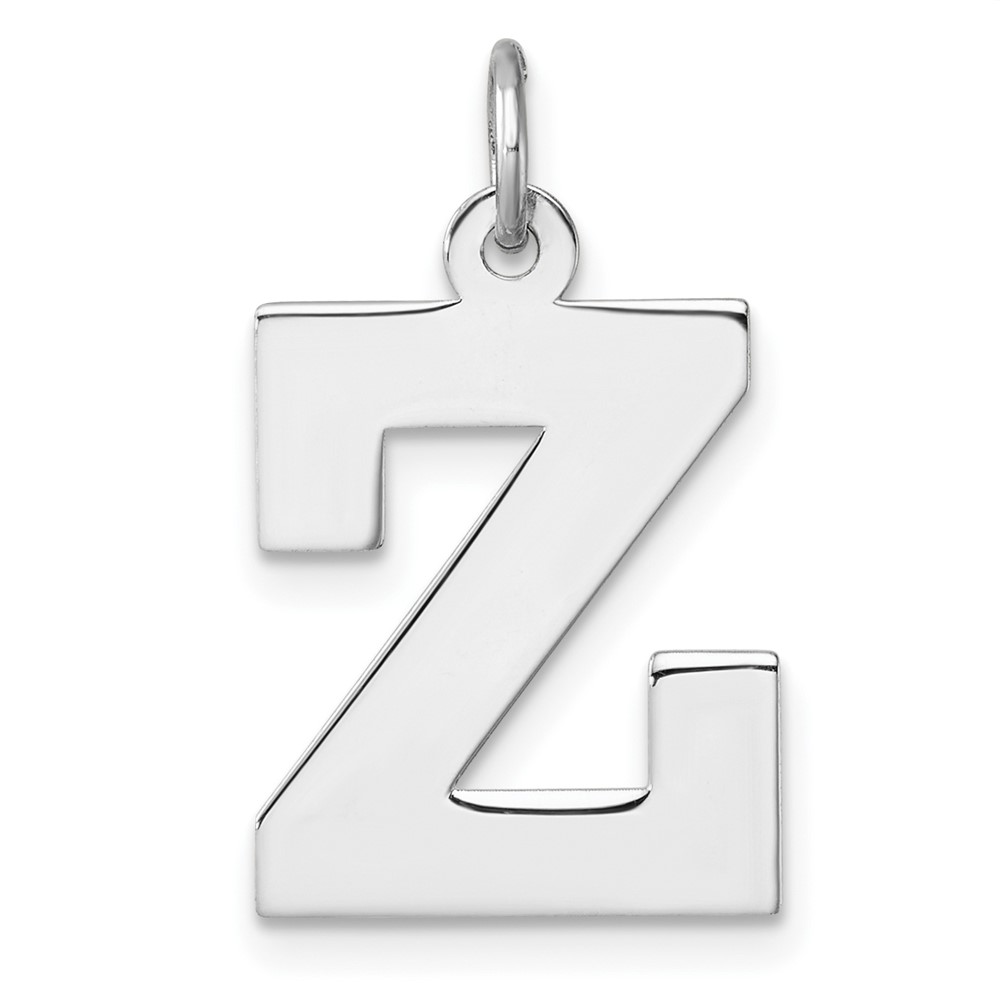 QC11255Z.jpg Large Sterling Silver Rhodium-plated Block Letter Z Initial Charm - Image 1