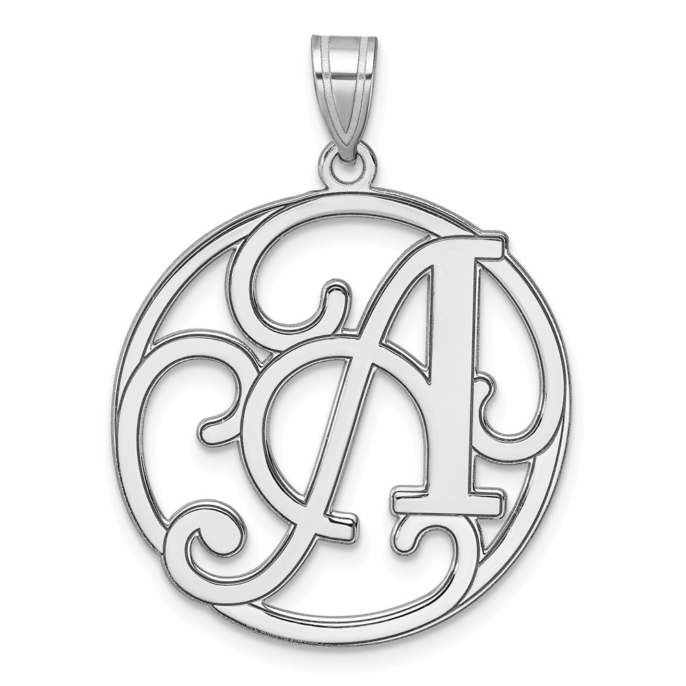 QC11258A.jpg Large Sterling Silver Rhodium-plated Fancy Script Letter A Initial Pendant - Image 1