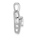 Sterling Silver Rhodium-plated CZ Heart Pendant - Image 2