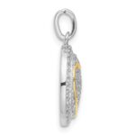 Sterling Silver Gold-plated CZ Heart Circle Pendant - Image 2