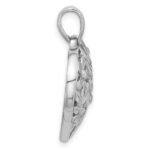 Sterling Silver Rhodium-Plated Polished Flower Heart Pendant - Image 2