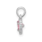 Sterling Silver Rhodium-plated Polished Pink and White CZ Heart Pendant - Image 2