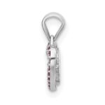 Sterling Silver Rhodium-plated Clear and Pink CZ  Heart Pendant - Image 2