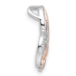 Sterling Silver Rose Gold-plated/Rhodium-plated CZ Mom Heart Chain Slide - Image 2
