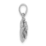 Sterling Silver Rhodium-plated CZ Flower Pendant - Image 2