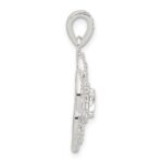 Sterling Silver E-coated CZ Flower Pendant - Image 2
