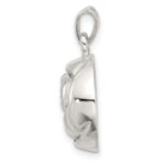 Sterling Silver Polished Textured Domed Flower Pendant - Image 2