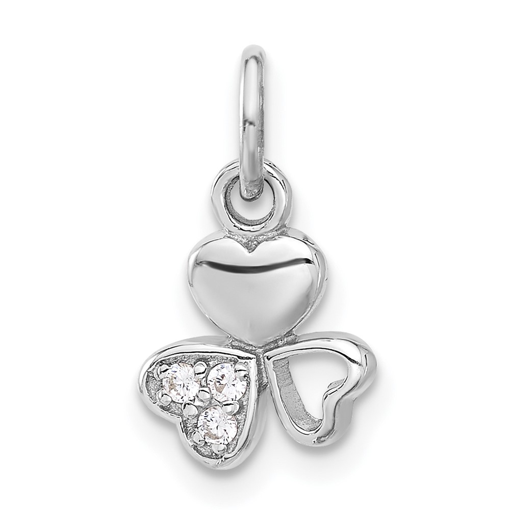 QC11348.jpg Sterling Silver Rhodium-plated CZ 3 Heart Charm Pendant - Image 1